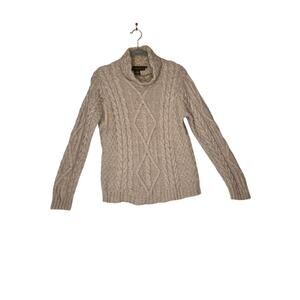 Inis Crafts size M sweater 100% merino wool creamy beige chunky cable knit